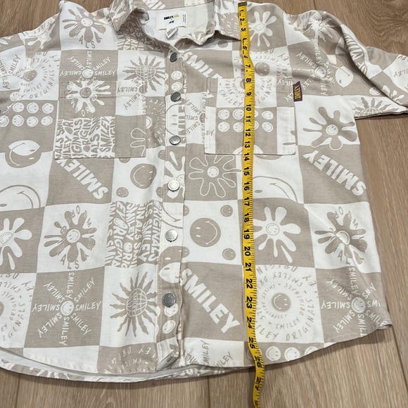 Smiley x H&M long sleeve oversized shacket size xs, hippie, boho, neutral - Picture 13 of 14